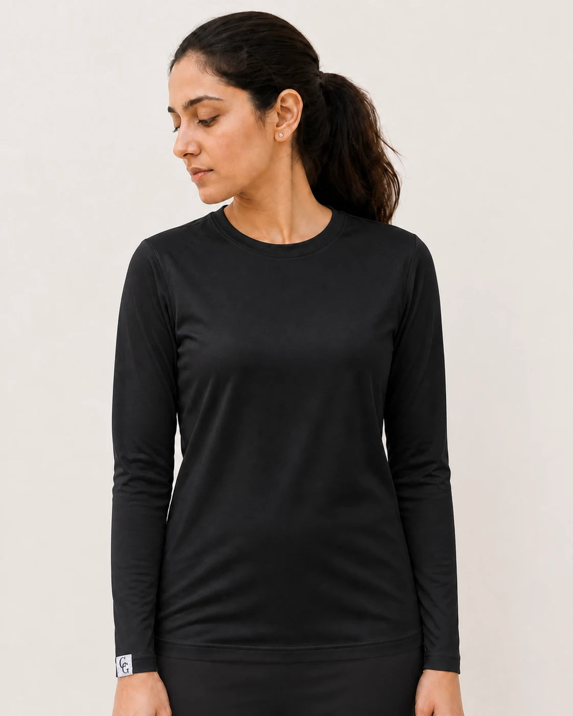 Soma Layer — Compression Underscrub black on female model